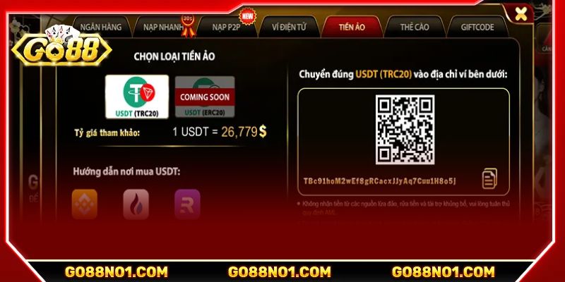 Hướng dẫn nạp tiền GO88 siêu nhanh gọn